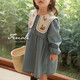 Girls embroidered large lapel embroidered sweet forest princess dress Korean version spring and autumn new fashion fashionable dress blue 90