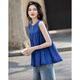 
Demana [Klein Blue] Summer Gentle Cotton Shirt Sleeveless Spliced ​​Loose Small Shirt Women's Top
