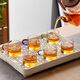 Yaji tea set tea cup Xiao tea cup 100ml heat-resistant glass tea cup home office cup color handle - 6 pieces