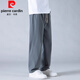 Pierre cardin ice silk casual pants men's summer thin loose straight-leg handsome nine-point pants for boys trendy draped sports long pants K6630 khaki M about 90-110 Jin [Jin equals 0.5 kg] can be worn