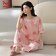 
Catman (MiiOW) pure cotton pajamas for women short-sleeved trousers in summer Korean style women round neck suit thin cotton outside home clothing RN9721# short-sleeved trousers pure cotton M (80-100Jin [Jin equals 0.5 kg])