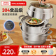 Royalstar steamer 304 thickened stainless steel multi-layer combination timer soup pot household large capacity multi-layer steamed bun pot intelligent timer 99 minutes three layers 32cm