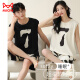 Cat Man (Miiow) Pareja Pajamas Summer Cotton Vest Dama sin mangas de gran tamaño puede usar el delgado traje de ropa casera Gey-719 (Pareja) M Mujeres + Hombres L