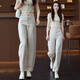 Daiziru linen wide-leg pants for women 2025 summer new thin Tennis cropped pants small purple casual straight pants purple XL (29) Recommended 115-125Jin [Jin equals 0.5 kg]