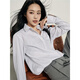 Giordano Korean star's same style commuting cotton pocket loose striped shirt women's long sleeve 05345890