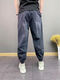 Wear-resistente High-End-High-End-Harem-Jeans-Herren Frühling und Herbststil Trendy vielseitig vielseitig losen, schlanker Fuß Hose kleine Füße Herrenhosen Schwarz L.