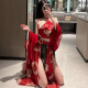 谜姬（Mizz zee）性感古风汉服睡衣服调情免脱制服诱惑装激情床上套装qqny 红色汉服套装+无线充电 均码 (建议80-130斤) 夫妻房事情趣助爱床上