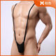 Polylion suspender-type adjustable one-piece thong men's underwear, black, one size fits all