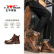 Bull Familie Martin Boots Herren echte Leder Herbst und Winter High-Top British Style Old Retro Work Boots Herren Red Brown 43