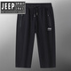 JEEP SPIRIT cotton sports cropped pants men's summer loose straight large size stretch breathable comfortable casual shorts 6169 black close M