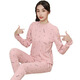 Boys and girls autumn clothes and long trousers warm suits for teenagers, junior high school students, thin shirts and underpants, bottoming clothing, blue and gray stripes, round neck, M 140c