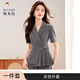 Woodpecker Grey Grey à manches courtes ensemble pour les femmes Summer Professional Temperament Wine Manager Tool Beauty Salon Bijoux de travail Vêtements 9732 Single Piece Grey Suit S (80-92Jin [Jin est égal à 0,5 kg]))