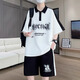 Boledi Teenager Polo-Shirt kurzärmelig T-Shirt 12-15-jährige Jungen Sportanzug 16 Schüler der Junior High School Summer Anzug 6629 Schwarz (Kurzärmel + Shorts) hohe Qualität 165 l (100-125jin [Jin entspricht ca. 0,5 kg]))