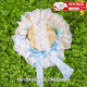 CLCEY design straw hat elegant forest style flat hat lace bow hairpin small top hat blue