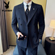 Playboy (PLAYBOY) double-breasted striped suit men's suit spring and autumn new fashion high-end business casual slim suit three-piece suit navy suit + trousers + vest XL (125-140Jin Jin equals 0.5 kg)