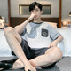 Hongdou (Hodo) pijama para hombres en verano pantalones cortos de algodón puro para jóvenes verano delgado de gran tamaño para ropa para al aire libre juego de ropa para el hogar HD-9928 L