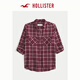 HOLLISTER25秋季新款美式辣妹宽松法兰绒格子衬衫女装340-5455 红色格子 L (165/96A)