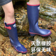EVERCREATURES British fashion rain boots women's rain boots non-slip waterproof shoes adult children's water boots rubber rain boots women's blue and red contrasting color high cylinder 10RNV 38