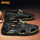 Jeep (Jeep) Sandales pour hommes 2021 Nouveau extérieur tendance Vietnam Baotou Sandales Geuthene Leather Beach Sandales conduisant des pantoufles d'été 12033 Black Hongyun 39