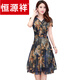 
Hengyuanxiang brand silk dress for women summer 2025 new middle-aged mother dress mulberry silk slim floral skirt summer 9195 blue 2XL