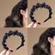 Temperament small fragrant style pearlescent gauze headband for women 2025 new style for going out, versatile high-end pressure hair headband, non-slip with teeth, pearlescent sand black + gray, 2 pieces