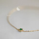 Libiao 14K gold French romantic emerald green micro-paved temperament K gold bracelet slim simple stackable versatile 15+3cm