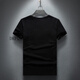 DKPQ Vasaqi Herren Iron Diamond Round Neck T-Shirt kurzärmelige Sommerkleidung neue trendige Marke Rundhals rundes Nacken mercerisierte Baumwoll-Hälfte von T-Shirt-Basis-Hemd 1048 Black S (geeignet für 90-110jin [Jin gleich 0,5 kg]))