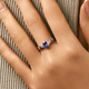 Fall in love with French designer S925 sterling silver tanzanite blue diamond ring for women light luxury retro distressed mermaid tail index finger ring S925 sterling silver US size-5