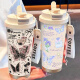 膳魔师（THERMOS）蝴蝶保温杯不锈钢便携双饮咖啡杯2025新款女吸管水杯子高颜值 BW1047银色蝴蝶+配挂绳