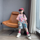 
Girls Summer Set 2025 New Fashionable Girls Fashionable Street Short Sleeve Children's Cartoon Jeans Two-Piece Set Set Thin 160
