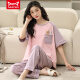 Catman Miiow Pajamas de algodón puro para mujeres en primavera y verano Pantalones de manga corta Celebración de estilo coreano suelto ropa de casa para el uso de otoño T-9717 M (80-jin [Jin equivale a 0,5 kg])