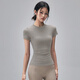 LULUUVTTOH Round Neck Sports Yoga Top Women's Slim Pilates T-Shirt Summer Short-Sleeved Thin Quick-Drying High-Elastic Fitness Wear Frost Gray S
