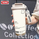 Thermos süße Ghost Thermos Cup High-Precision Student Edelstahl tragbare neue Doppelkaffee-Kaffee und Frauen Strohwasserbecher BXAB13796 Ghost Blue + mit Lanyard 316 Edelstahl