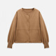
Enshang specially selected 2025 spring shadow children's clothing Maillard casual round neck splicing short jacket Camel S 36