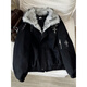 Shelley Jones Black American Retro Cross Mountain Carving Jacket Cotton Jacket Men's Winter Thickened Warm Fur Collar Cotton Jacket Black XL Recommended 120-140Jin Jin is equal to 0.5 kg