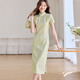 Ehangy light luxury brand dress for women 2025 summer new high-end and gentle style slim green long skirt Green M 80-90Jin [Jin equals 0.5 kg]