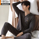 Modal Men's Pyjamas Spring and Automne Coton Pure Coton à manches longues Cardigan à grande taille Loes Loose Men's Cotton Home Vêtements à l'extérieur Porte 12213 L