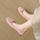 Zhr zapatos individuales para mujeres estilo ballet de primavera y verano frijoles suaves suaves zapatos de mujer temperamento de huevo de huevo zapatos de mantequilla ah679 rosa 36