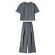 Vanciman Fashion Set Women's Summer New Strickan Top Wide Legs Casual Hosen Zwei-teilige High-End-Grau-L.