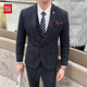 Hongdou Men's Suit Korean Style Slim Groom Wedding Formal Youth Casual Business British Banquet Dress Dark Gray Single Suit M