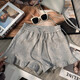 [Vêtements Xiaoxi] Nouvelles oreilles de bois de style d'été avec taille haute taille insi coréen mince pantalon large à jambes larges 6189 gris (80-95 Jin [Jin est égal à 0,5 kg]) toutes taille
