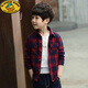 G.duck children's clothing boys' shirt spring and autumn children's shirt long-sleeved cotton 2026 new medium and large children's plaid casual jacket orange double label shirt 110 size (suitable for height around 100cm)