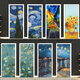 
Yonghuan Starry Sky Oil Painting Famous Painting Door Sticker Renovation Self-adhesive Door Wall Decoration Glass Wardrobe Door Sticker MT3291 White Background Glue Small