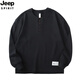 JEEP SPIRIT Jeep American Henry collar polo shirt for men in autumn pure cotton casual bottoming shirt sweatshirt for men loose long-sleeved T-shirt black L recommended 105-120Jin Jin equals 0.5 kg