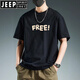 T-shirt à manches courtes en coton lourd Jeep Spirit Pure Pure Coton pour hommes T-shirt à mi-manche imprimé et décontracté à mi-manche imprimé à manches à manches à manche et à purs à manches à manches à manches de 1585 à courts
