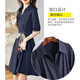OLJ Light Luxury Brand Dress for Women 2025 Summer NUEVA PERSONA PEQUEÑA SUMERA EXQUISITE Temperamento delgado Falda azul marino L [96-106Jin [Jin equivale a 0.5 kg]]
