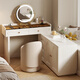 Stamen light luxury cream style dressing table and drawer integrated bedroom retractable corner with USB socket visual dressing table 1.2m drawer + 1.2m dressing table + USB + three-color mirror, installation included