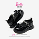 Barbie Girls Campus Black Leather Shoes Spring and Autumn Girls Soft Sole Small Leather Shoes Little Girls Princess Shoes DA6917 Black 31