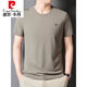 皮尔卡丹（pierre cardin）100%桑蚕丝短袖t恤男士夏季薄款圆领半袖男2025新款真丝体恤 733款卡其 3XL 185建议170斤-190斤