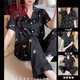 
LangSha pajamas for women in summer thin cool ice silk short-sleeved trousers ins wind high-value butterfly printed home clothing set YFY-9905 [short-sleeved trousers] M [recommended 80-100 Jin [Jin equals 0.5 kg]]